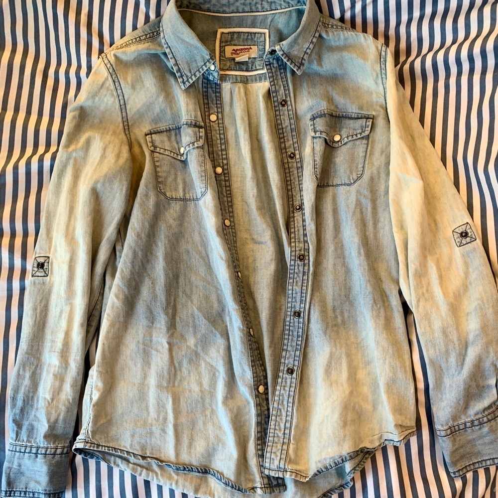 Arizona Faded Jean Long Sleeve Button Up